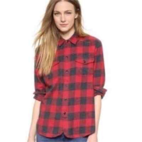 Madewell Tops - Madewell | Flannel Cargo Workshirt in Red Buffalo Check